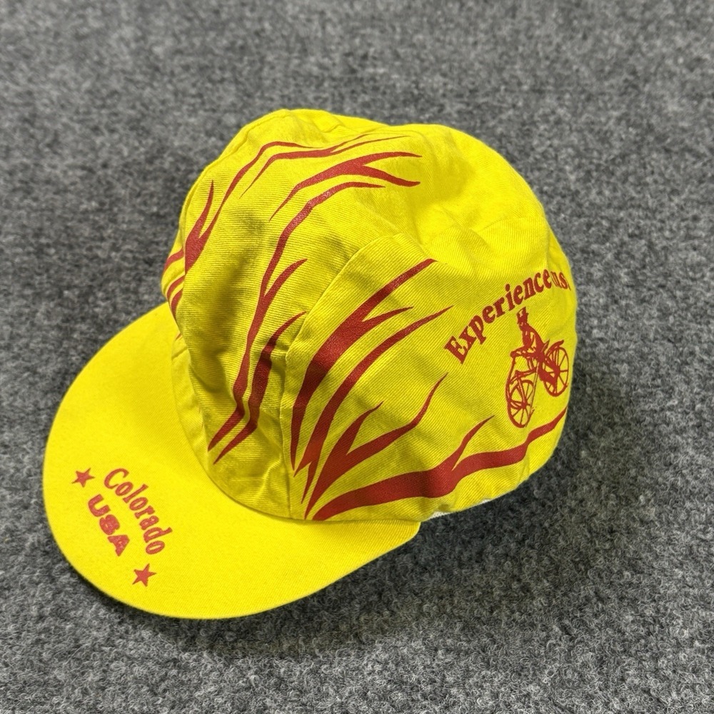 Vintage Pace Sportswear Cycling Hat Cap Yellow Red Flame Colorado USA Biking